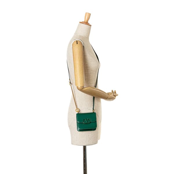 Pre-owned Valentino Micro Leather VSling Crossbody Green