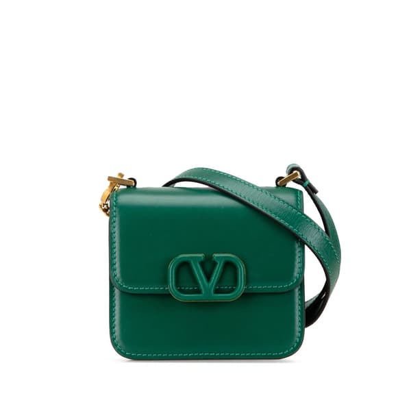 Pre-owned Valentino Micro Leather VSling Crossbody Green