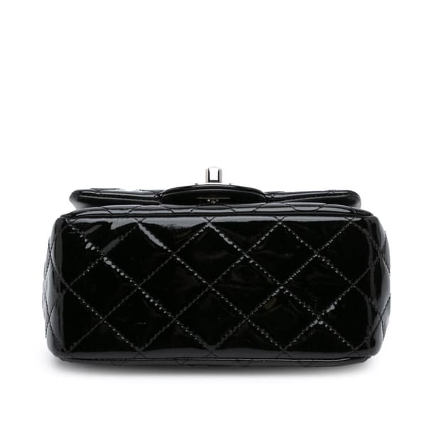 Pre-owned Chanel Mini Square Classic Patent Single Flap Black