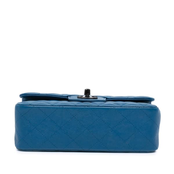 Pre-owned Chanel Mini Rectangular Classic Lambskin Single Flap Blue