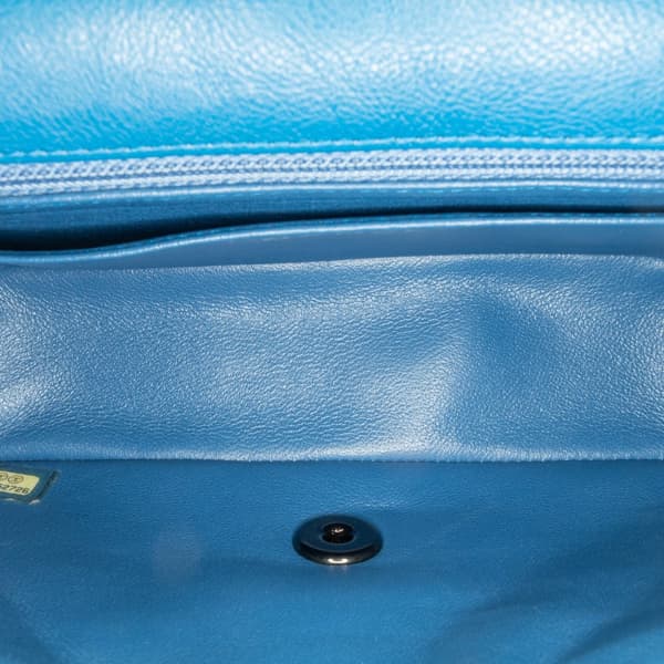 Pre-owned Chanel Mini Rectangular Classic Lambskin Single Flap Blue