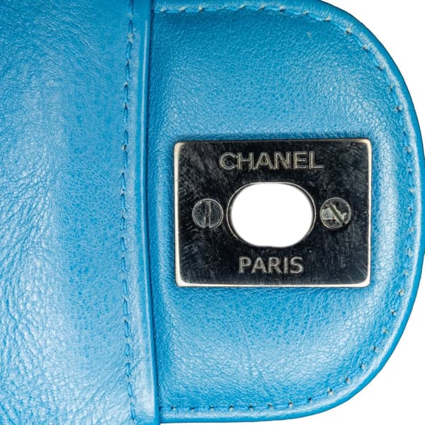 Pre-owned Chanel Mini Rectangular Classic Lambskin Single Flap Blue