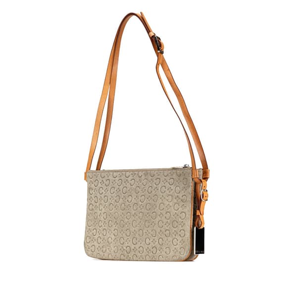 Pre-owned Celine C Macadam Suede Double Zip Crossbody Brown