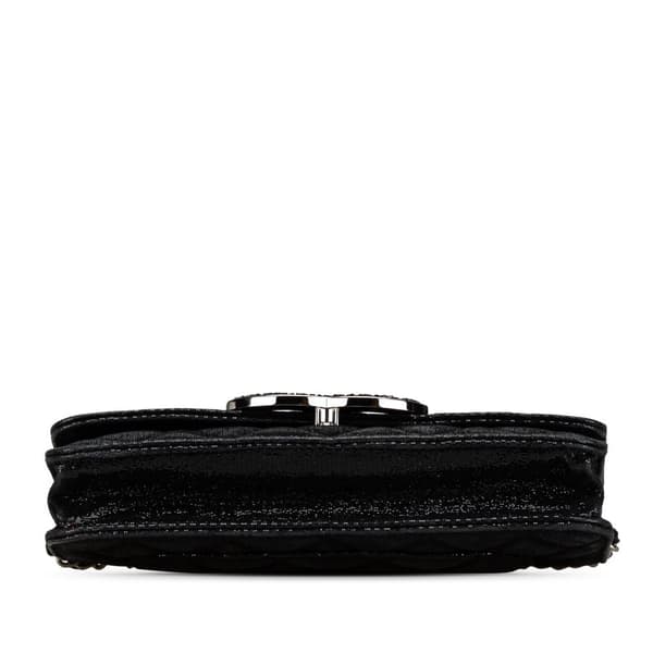 Pre-owned Chanel Iridescent Caviar Crystal CC Wallet On Chain Black