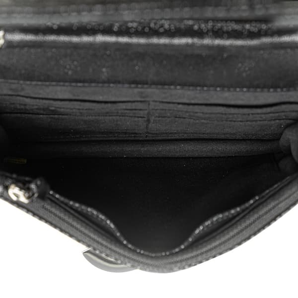 Pre-owned Chanel Iridescent Caviar Crystal CC Wallet On Chain Black