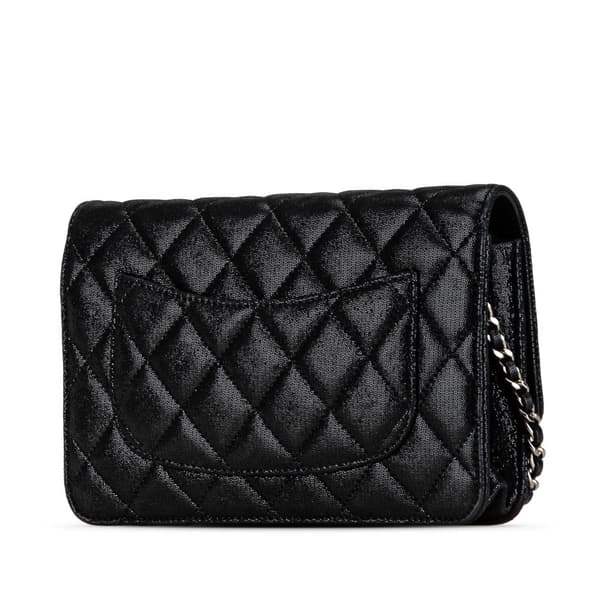 Pre-owned Chanel Iridescent Caviar Crystal CC Wallet On Chain Black