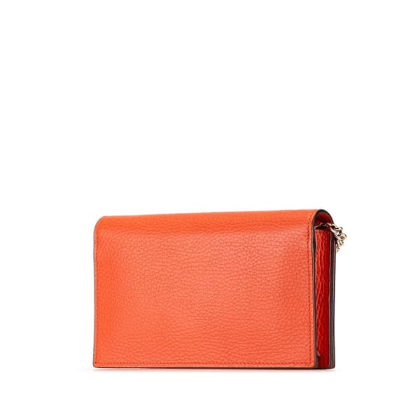 Pre-owned Gucci Leather Betty Wallet on Chain Orange