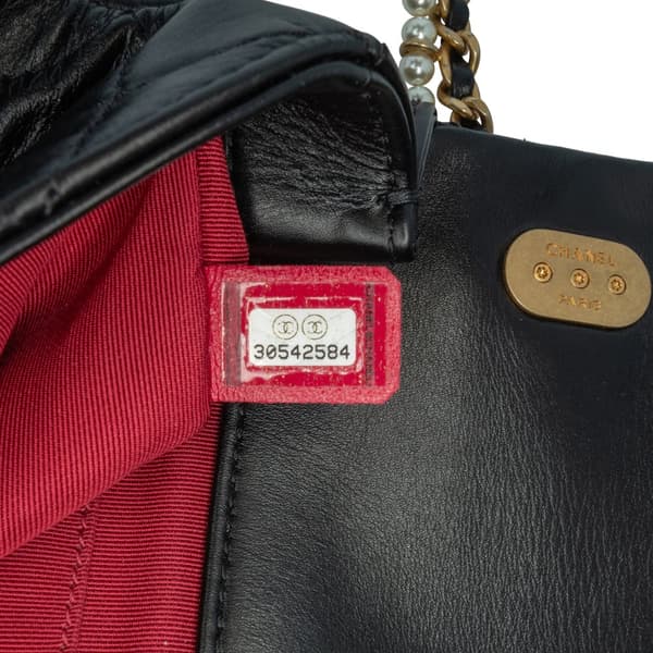 Pre-owned Chanel Mini Quilted Calfskin Crystal Pearls Chain Flap Black