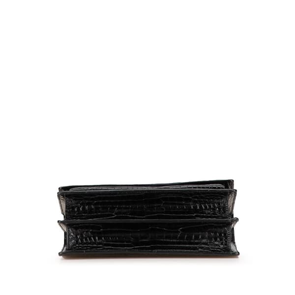 Pre-owned Saint Laurent Medium Croc Embossed Leather Sunset Crossbody Black