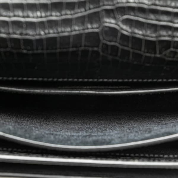 Pre-owned Saint Laurent Medium Croc Embossed Leather Sunset Crossbody Black
