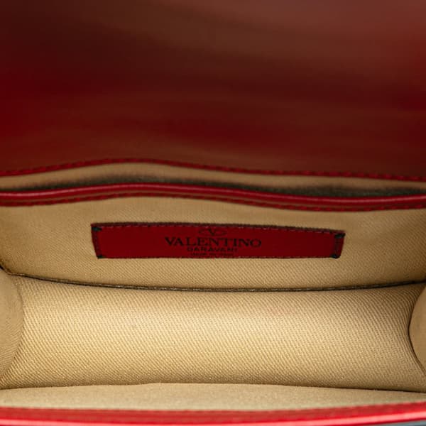 Pre-owned Valentino Mini Rockstud Glam Lock Crossbody Red