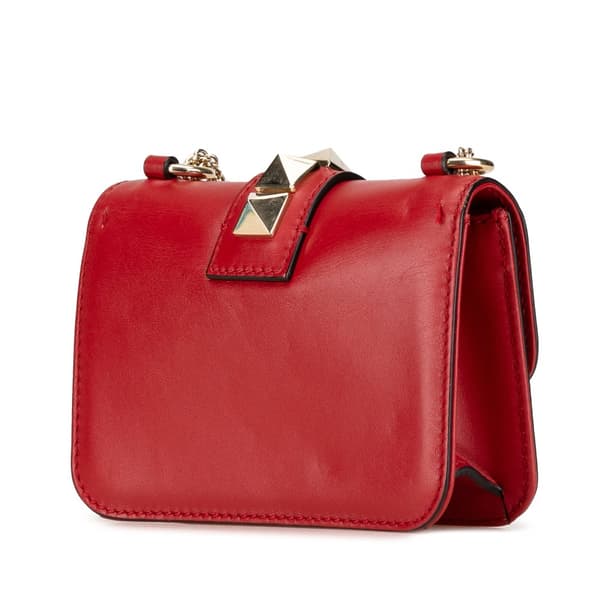 Pre-owned Valentino Mini Rockstud Glam Lock Crossbody Red
