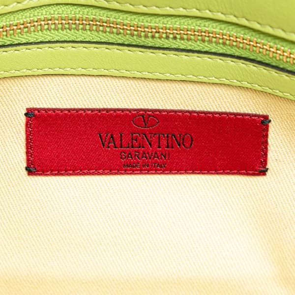 Pre-owned Valentino Small Tricolor Leather Rockstud Glam Lock Crossbody Yellow