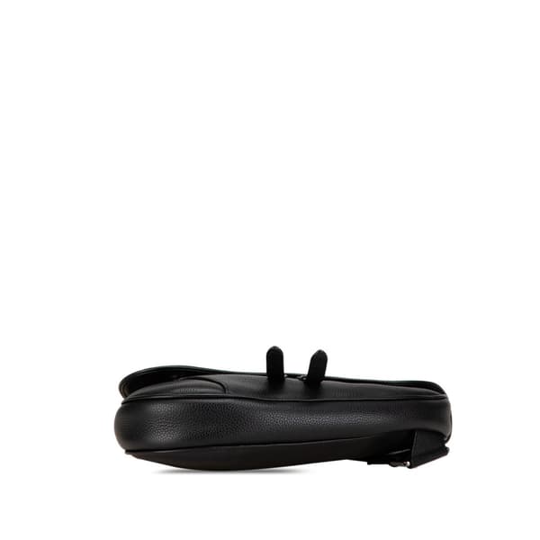 Pre-owned Dior Shawn Stussy Grained Calfskin Saddle Bag Black