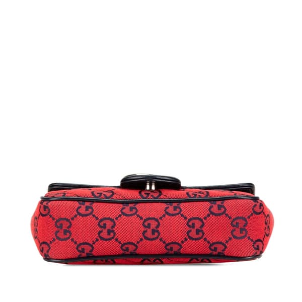 Pre-owned Gucci Super Mini GG Canvas Marmont Matelasse Flap Red
