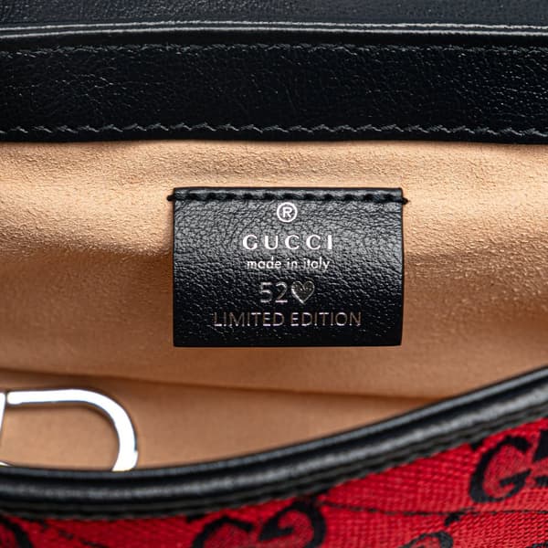 Pre-owned Gucci Super Mini GG Canvas Marmont Matelasse Flap Red