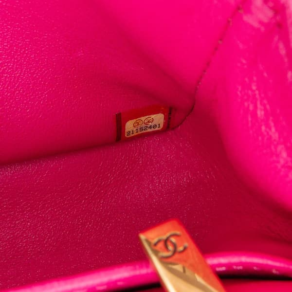 Pre-owned Chanel Mini Square Classic Chevron Lambskin Single Flap Pink