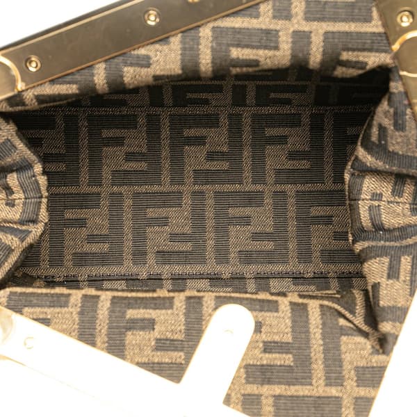 Pre-owned Fendi Fendace Fendi First Coated Canvas FF Baroque Print Crossbody Yellow