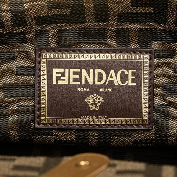 Pre-owned Fendi Fendace Fendi First Coated Canvas FF Baroque Print Crossbody Yellow