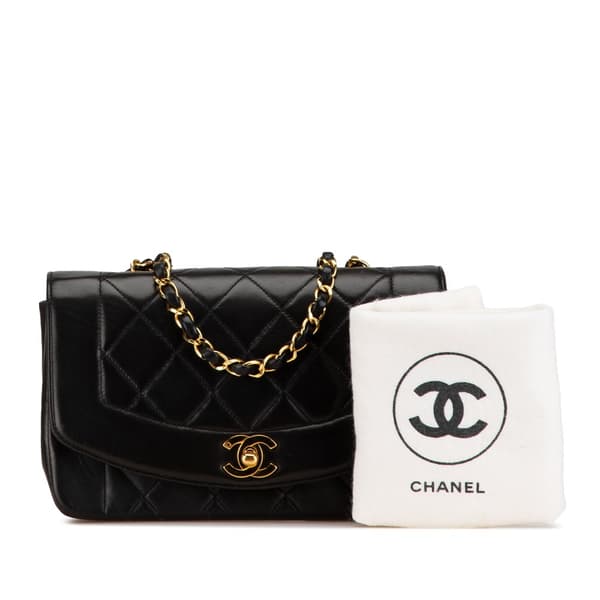 Pre-owned Chanel Medium Lambskin Diana Flap Black