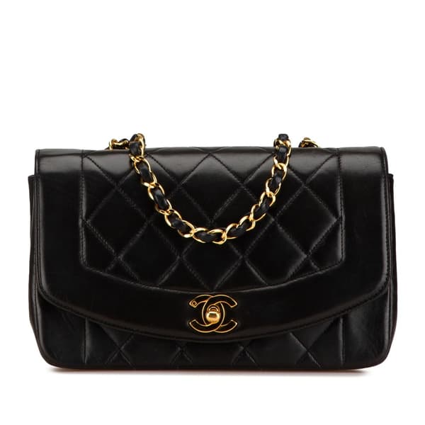 Pre-owned Chanel Medium Lambskin Diana Flap Black