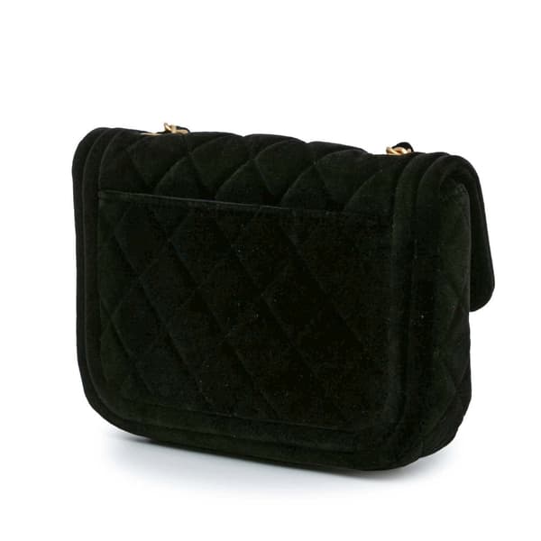 Pre-owned Chanel Mini Quilted Velvet Double Frame Flap Black