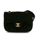 Miniatyrbild 1 av 10: Pre-owned Chanel Mini Quilted Velvet Double Frame Flap Black