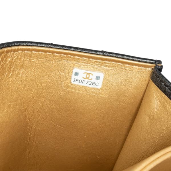 Pre-owned Chanel Quilted Calfskin Strass Card Holder On Chain Black