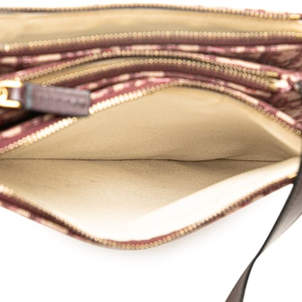 Pre-owned Dior Oblique Canvas Saddle Triple Zip Crossbody Red