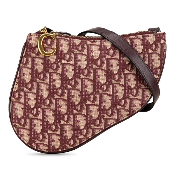 Pre-owned Dior Oblique Canvas Saddle Triple Zip Crossbody Red