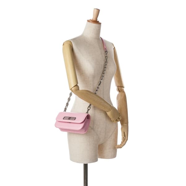 Pre-owned Balenciaga Calfskin Gossip Chain Bag XS Pink