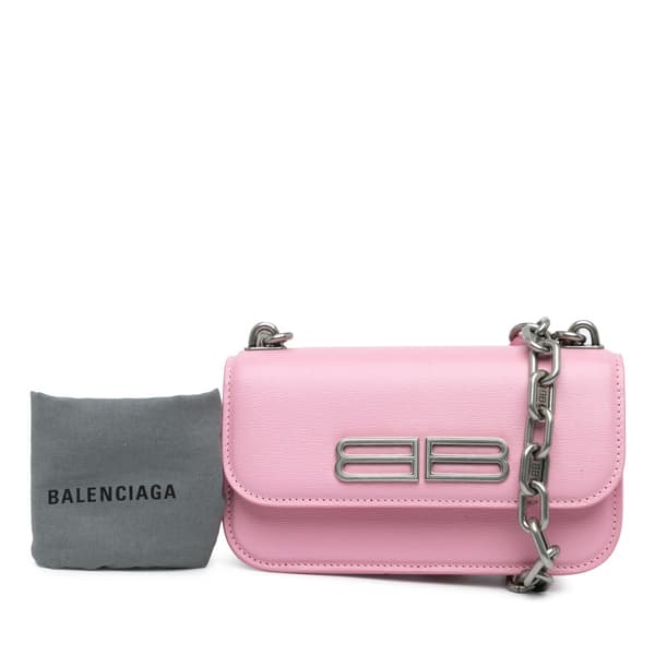 Pre-owned Balenciaga Calfskin Gossip Chain Bag XS Pink