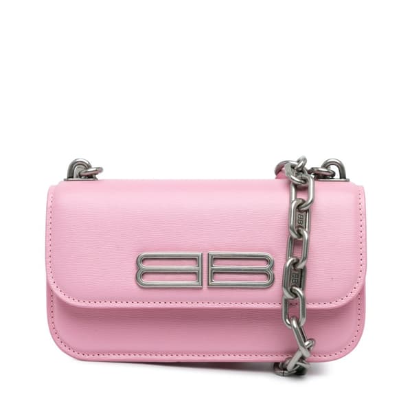 Pre-owned Balenciaga Calfskin Gossip Chain Bag XS Pink