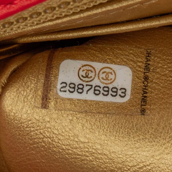 Pre-owned Chanel Mini Square Classic Lambskin Pearl Crush Single Flap Red