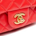 Pikkukuva 7 / 10: Pre-owned Chanel Mini Square Classic Lambskin Pearl Crush Single Flap Red