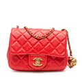 Pikkukuva 1 / 10: Pre-owned Chanel Mini Square Classic Lambskin Pearl Crush Single Flap Red