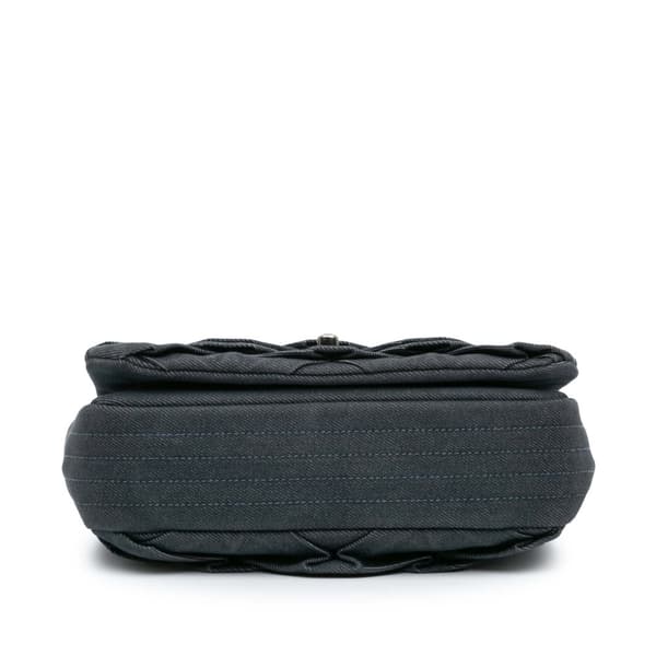Pre-owned Chanel Small Pleated Denim Scale Effect Turtle Flap Blue