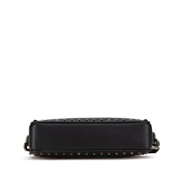 Pre-owned Valentino Grainy Calfskin Rockstud Crossbody Black