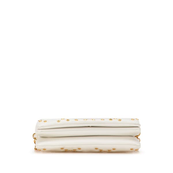Pre-owned Dior Mini Calfskin Macrocannage Lucky Star Caro Bag White