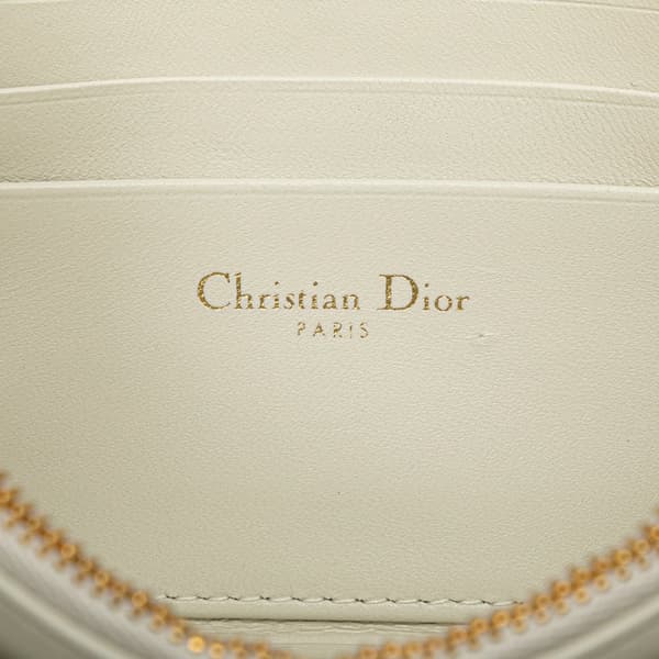Pre-owned Dior Mini Calfskin Macrocannage Lucky Star Caro Bag White