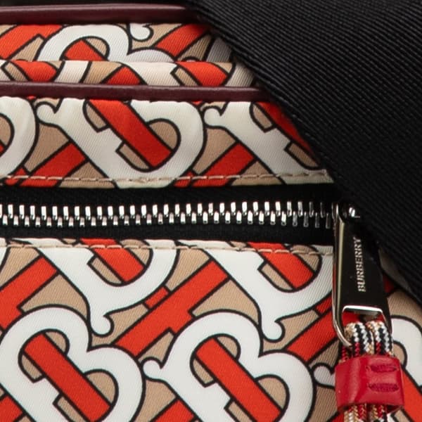Pre-owned Burberry TB Monogram Nylon Paddy Crossbody Orange