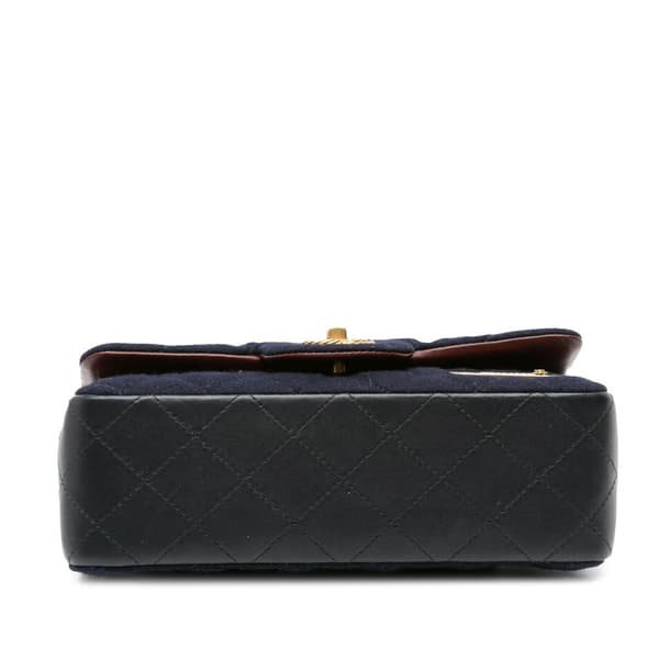 Pre-owned Chanel Mini Rectangular Classic Jersey Sailor Single Flap Blue