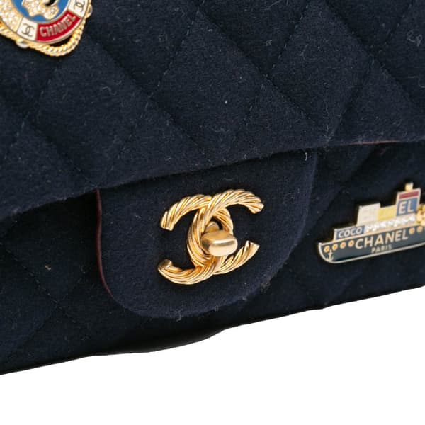 Pre-owned Chanel Mini Rectangular Classic Jersey Sailor Single Flap Blue