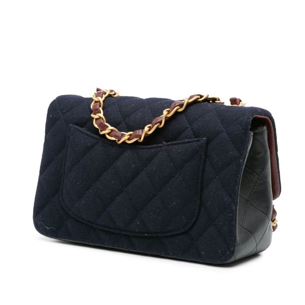 Pre-owned Chanel Mini Rectangular Classic Jersey Sailor Single Flap Blue