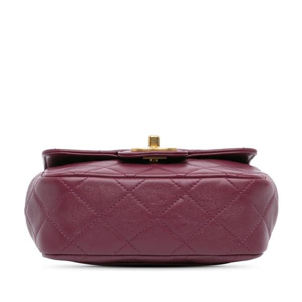 Pre-owned Chanel Mini Quilted Lambskin Single Flap Purple