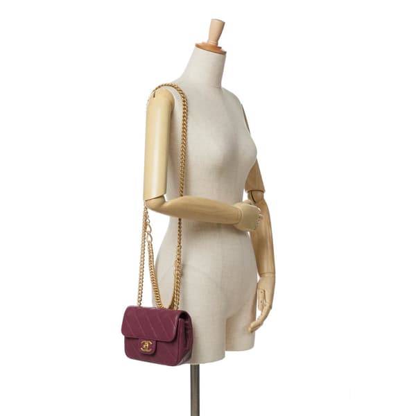 Pre-owned Chanel Mini Quilted Lambskin Single Flap Purple