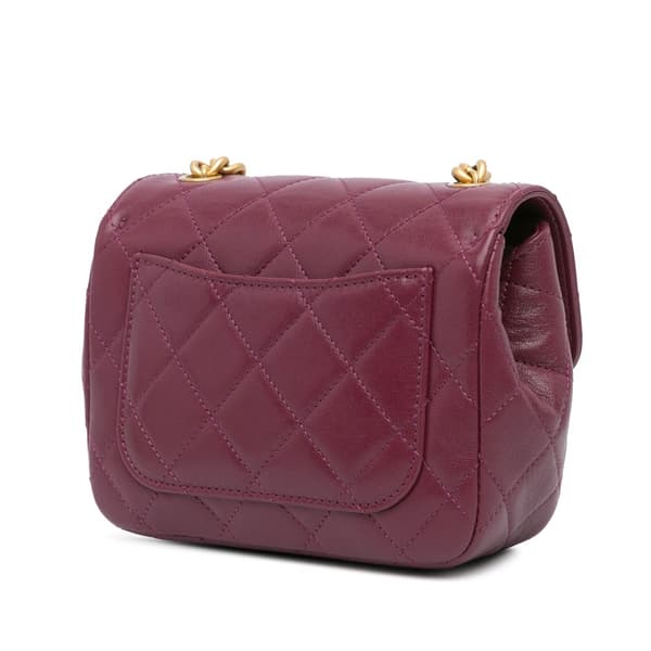 Pre-owned Chanel Mini Quilted Lambskin Single Flap Purple