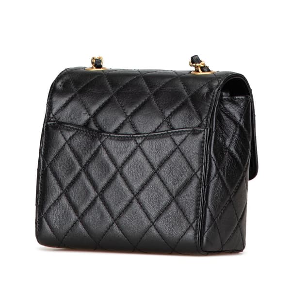 Pre-owned Chanel Mini Square Classic Goatskin Retro Flap Black