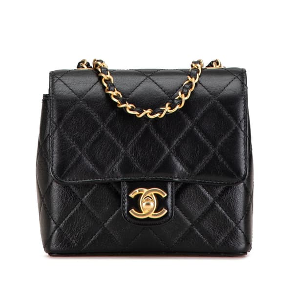 Pre-owned Chanel Mini Square Classic Goatskin Retro Flap Black