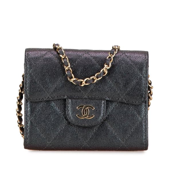 Pre-owned Chanel Small Iridescent Caviar Single Flap Black